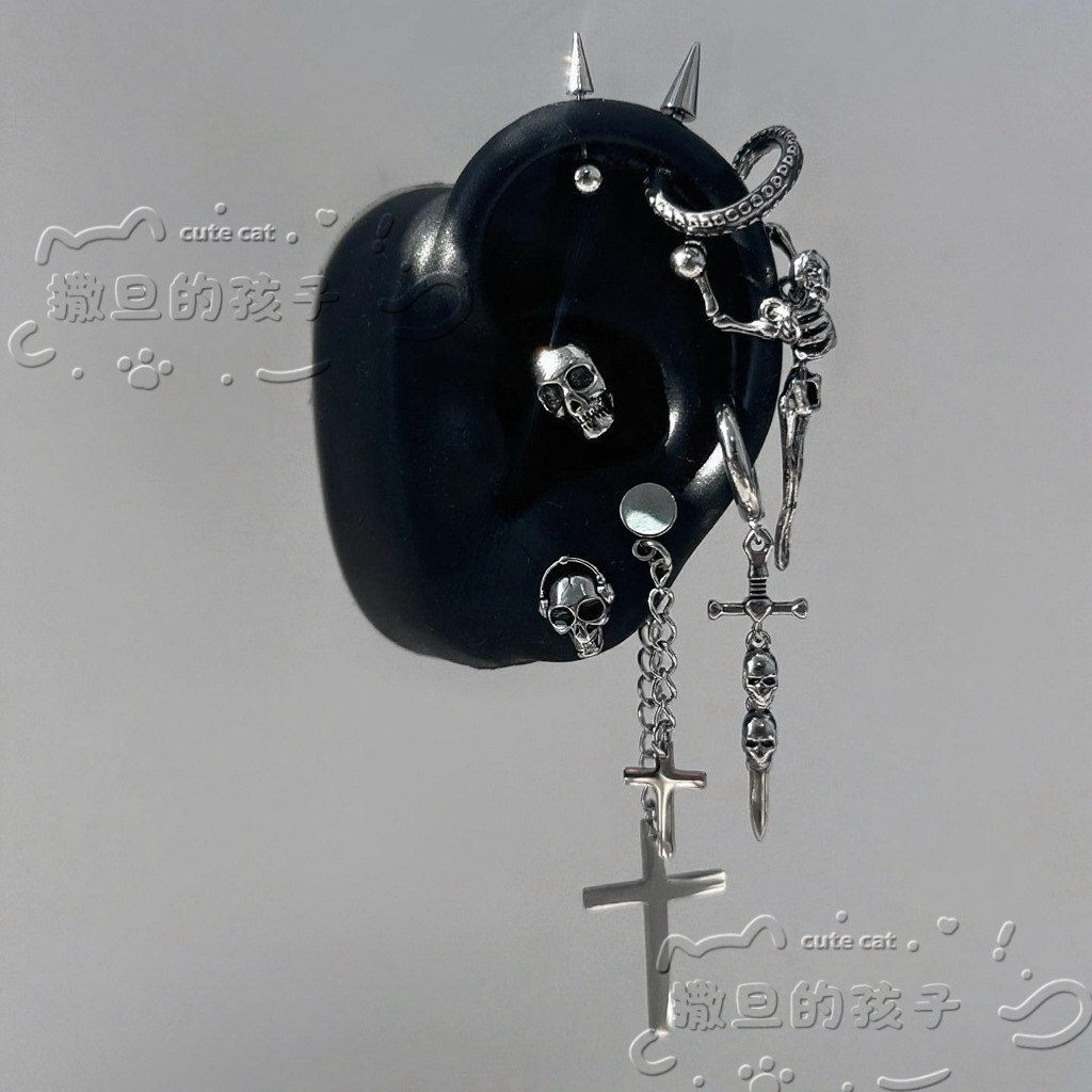 Satan's Child Bone Binding Poem Earrings - Non-Fading 316L Surgical Steel Ear Bone Studs for Cartilage, Helix, Tragus, Conch & Daith - Devil Stud Earrings for Men Women - Image 4