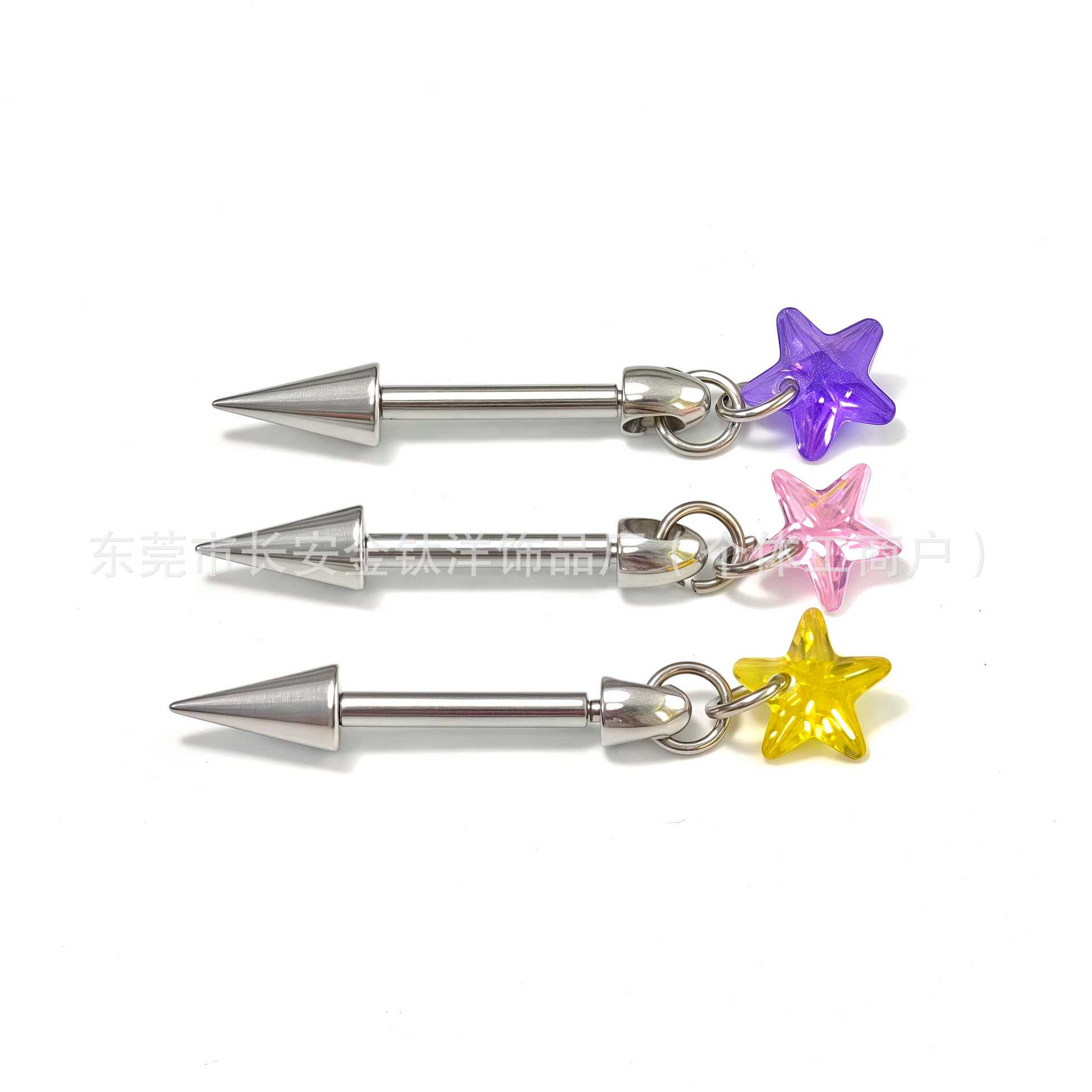 F136 Titanium Inner Tooth Pointed Cone Five-Pointed Star Pendant Earrings - Devil Nail Ear Bone Nail G23 Titanium Alloy Piercing Jewelry - Image 3