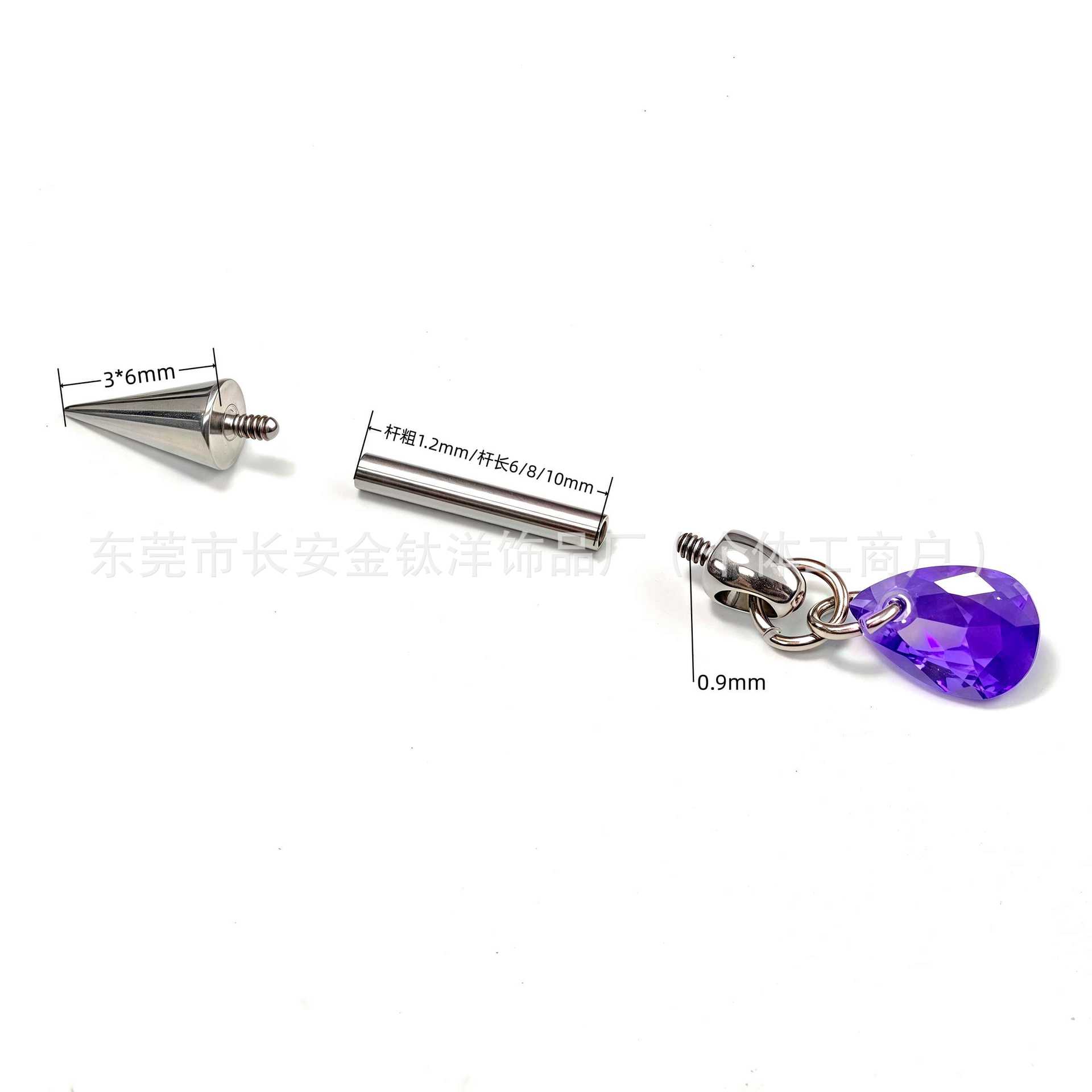 F136 Titanium Internal Thread Pointed Cone Water Drop Pendant Earrings Devil Studs - Cartilage Ear Piercing Jewelry - Image 2