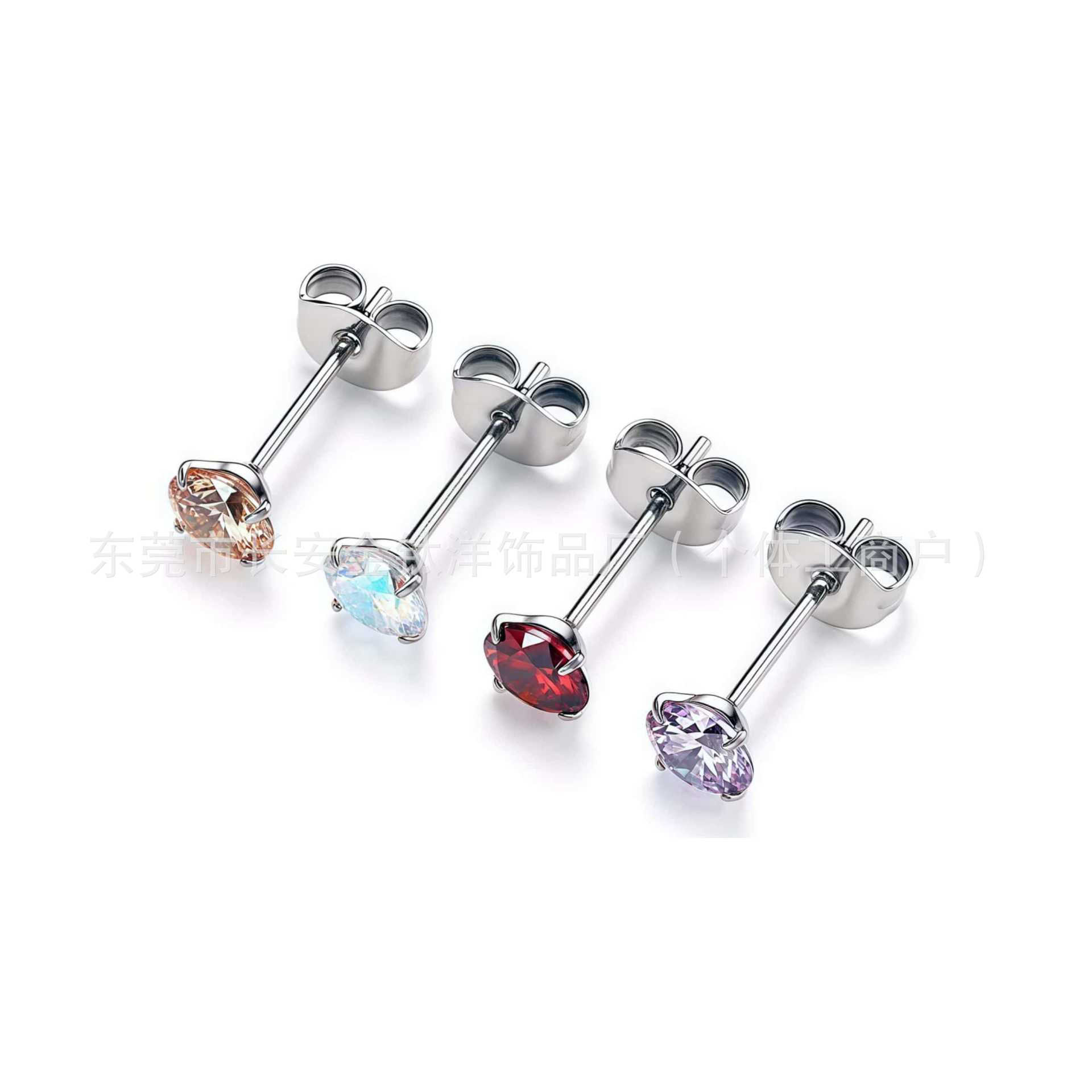 F136 Titanium 5A Zircon Butterfly Buckle Fine Needle One-Piece Earplugs Ear Bone Nail G23 Titanium Alloy Piercing Jewelry Ear Studs - Image 5