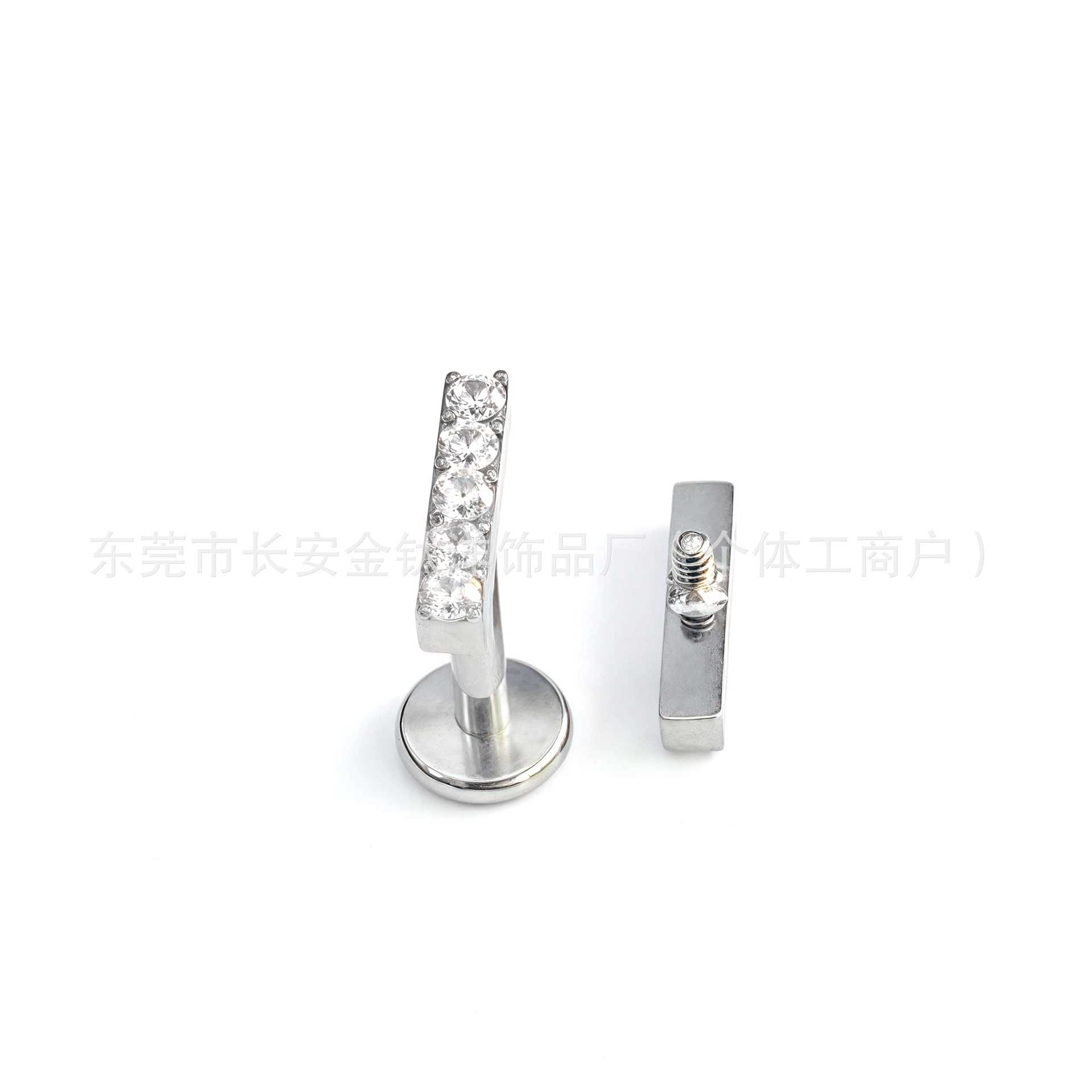 F136 Titanium Colored Zircon Set Straight Nose Stud and Ear Stud G23 Titanium Alloy Body Piercing Jewelry Ear Bone Stud - Image 4
