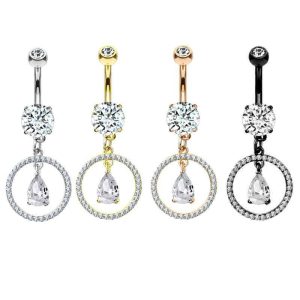Heart Shape Zircon Belly Button Ring 316L Surgical Steel Navel Piercing Jewelry Wholesale Black