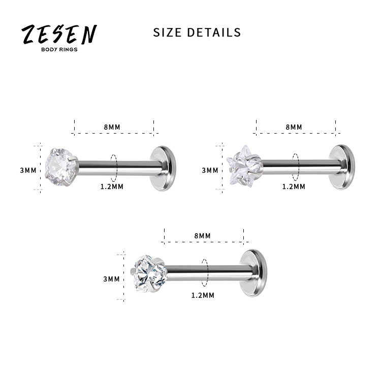 Cross-Border New Personality Zircon Stainless Steel Lip Nail Lip Ring European and American Thread Inner Tooth Lip Decoration Piercing Jewelry Wholesale - Image 5