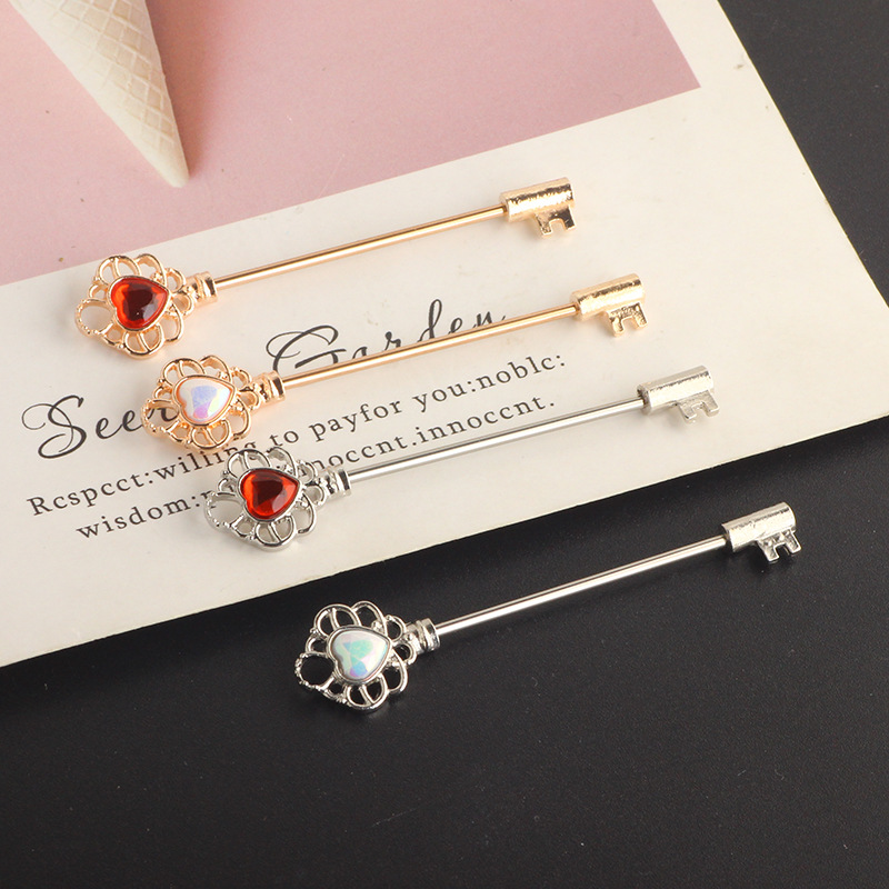 Industrial Barbell Ear Cartilage Earring Love Key Long Rod Ear Nail Jewelry Stainless Steel CZ - Image 3