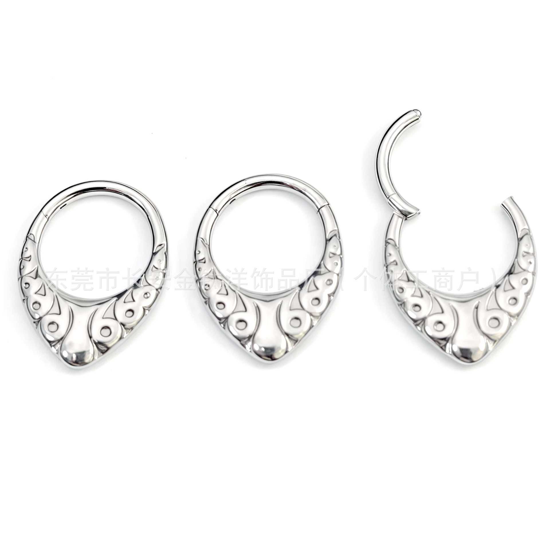 F136 Titanium Retro Pattern Pinless Hoop Earrings Nose Ring Seamless Ring Piercing Jewelry - Image 2