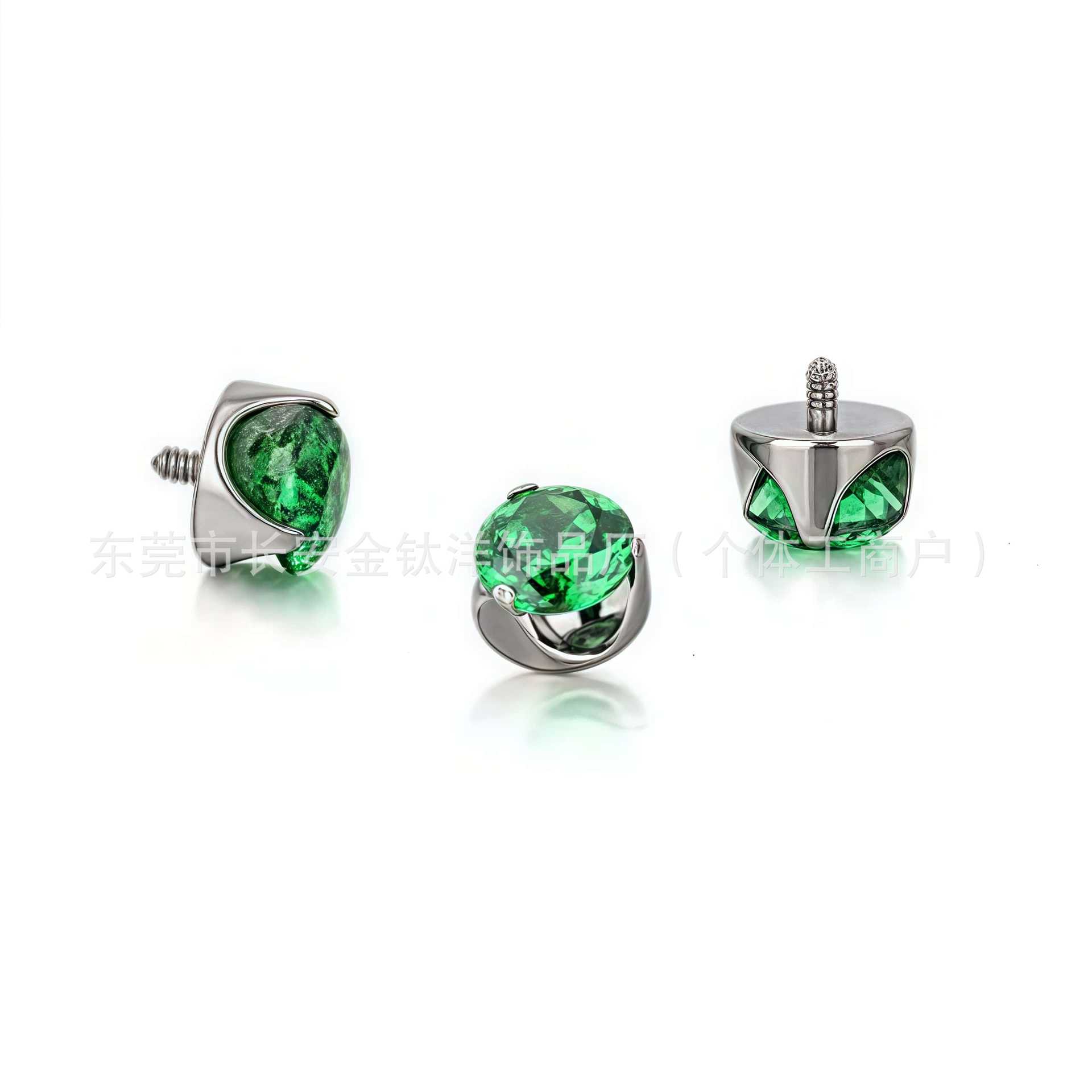 F136 Titanium 5A Zircon Ear Nail Lip Nail Piercing Jewelry - Three Claw Inlaid Design - Image 3