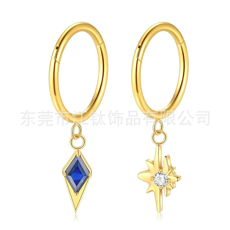 Titanium Rhombus Zircon Pendant Earrings G23 Titanium Closed Ring Customized Drawing Samples - Image 5