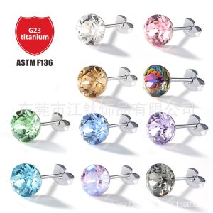 G23 Titanium Alloy Butterfly Buckle Ear Stud Ear Bone Piercing Jewelry - JT553