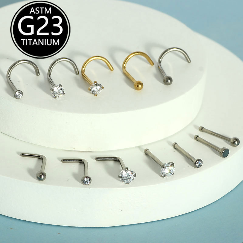 G23 Titanium Zircon Nose Nail Lip Nose Piercing Jewelry - 3mm CZ Gem Labret Stud - Image 2