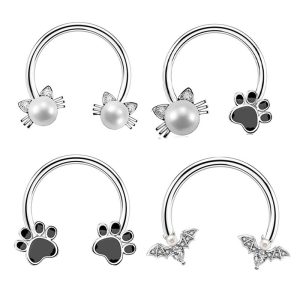 Stainless Steel Open C-Shaped Nose Ring Ear Bone Ring Star Design Body Piercing Jewelry