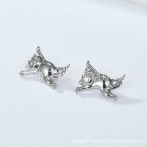 Cute Small Cat Ear Bone Nail G23 Titanium Implant Grade Ear Cartilage Stud Flat Back Earring