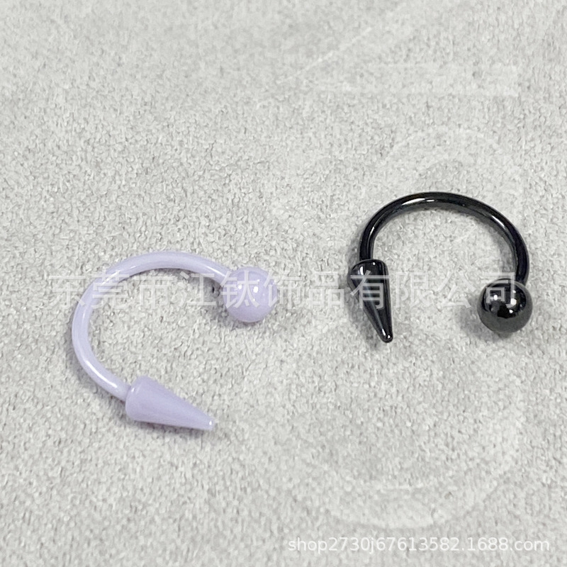 Bioceramic Black Externally Threaded Nose Ring 16G Horseshoe Shape C Barbell Septum Lip Ear Cartilage Piercing Jewelry - Image 2