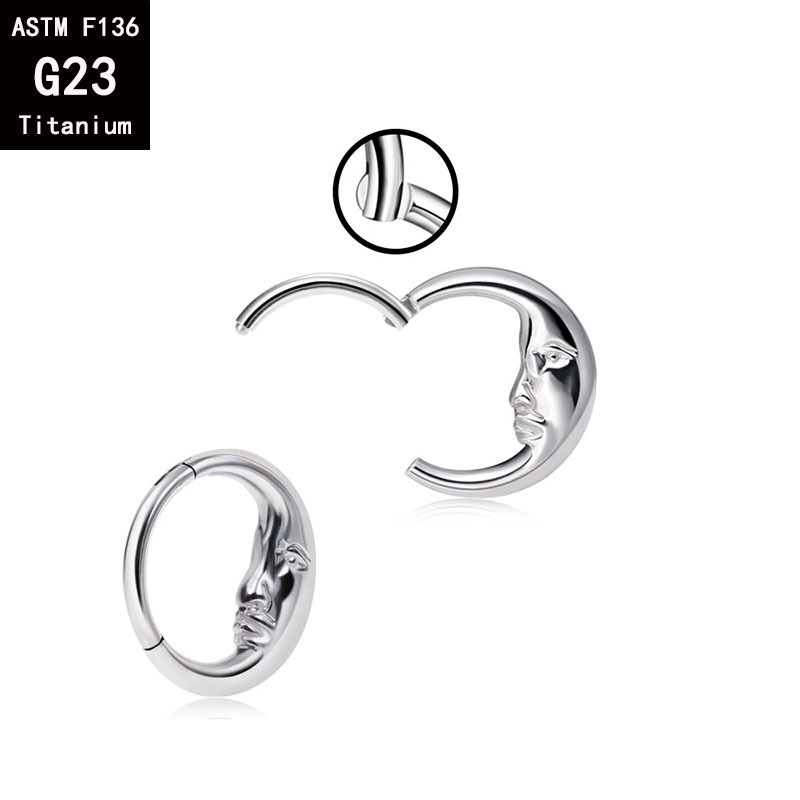 G23 Titanium New Moon Old Man Nose Ring Septum Ring F136 Titanium Alloy Seamless Earring Body Piercing Jewelry - Image 4