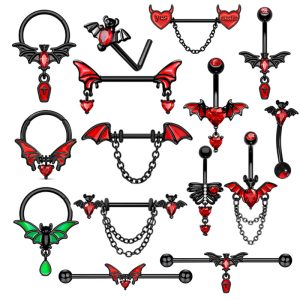Geometric Bat Nose Ring Inverted Belly Button Ring Stainless Steel Earrings Body Piercing Jewelry