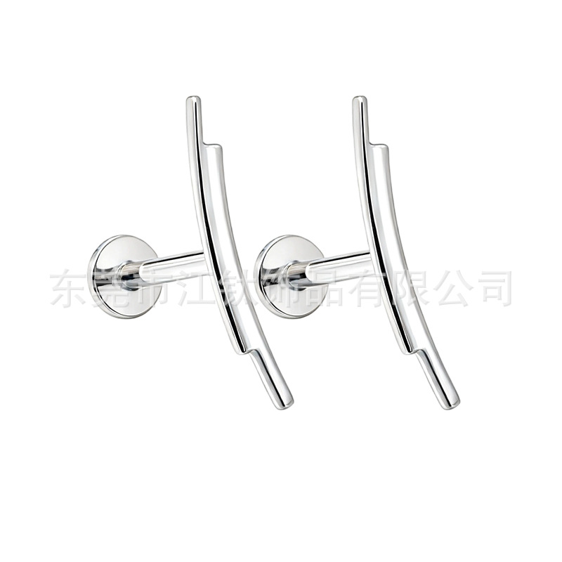 G23 Titanium Rectangular Thin Leaf Curved Ear Cartilage Stud - Gold/G10 - 1.2x10mm - ASTM F136 - Image 5