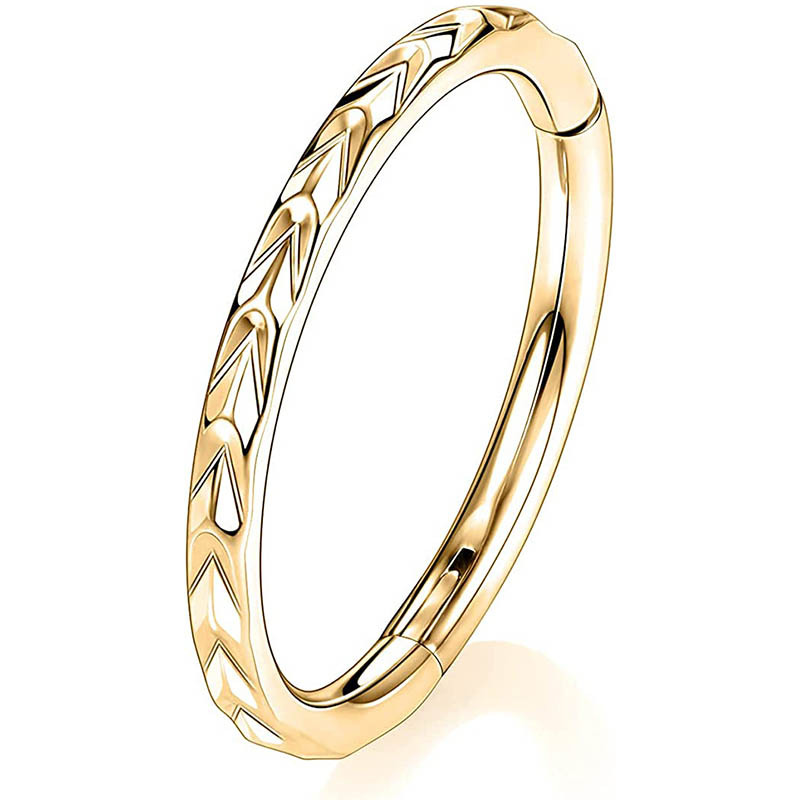 Stainless Steel Carved Bottom Wheat Nose Ring Hoop Earring Ear Nail Piercing Jewelry Rose Gold 1.2x10mm - Image 2