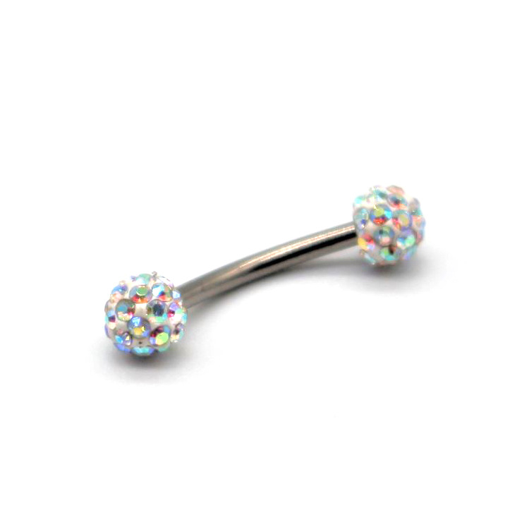 G23 Titanium Alloy Eyebrow Studs Double Head Soft Ceramic Mud Drill Rainbow Piercing Jewelry - Image 3