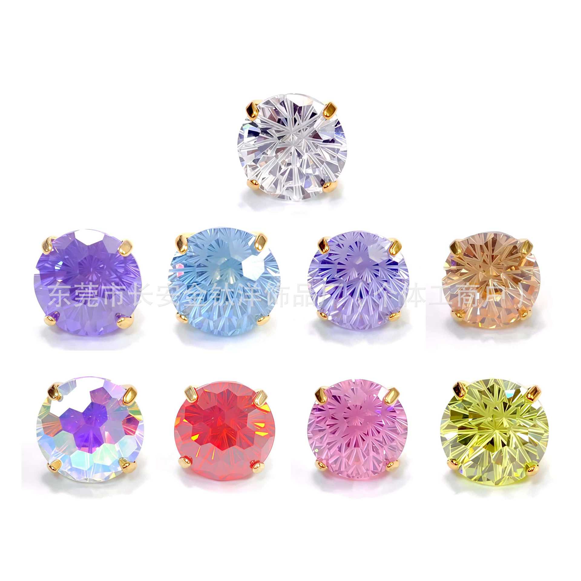 F136 Titanium Gold-Plated Internal Thread Round Bottom Fireworks Zircon Ear Stud Ear Bone Nail G23 Alloy Body Piercing Jewelry - Image 5