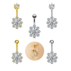 Copper Inlaid Zircon Flower Belly Button Ring Multi-Zircon Belly Nail Wholesale