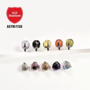 G23 Titanium Three-Claw Zircon Ball Tongue Nail Piercing Jewelry 14G 16G Anodized