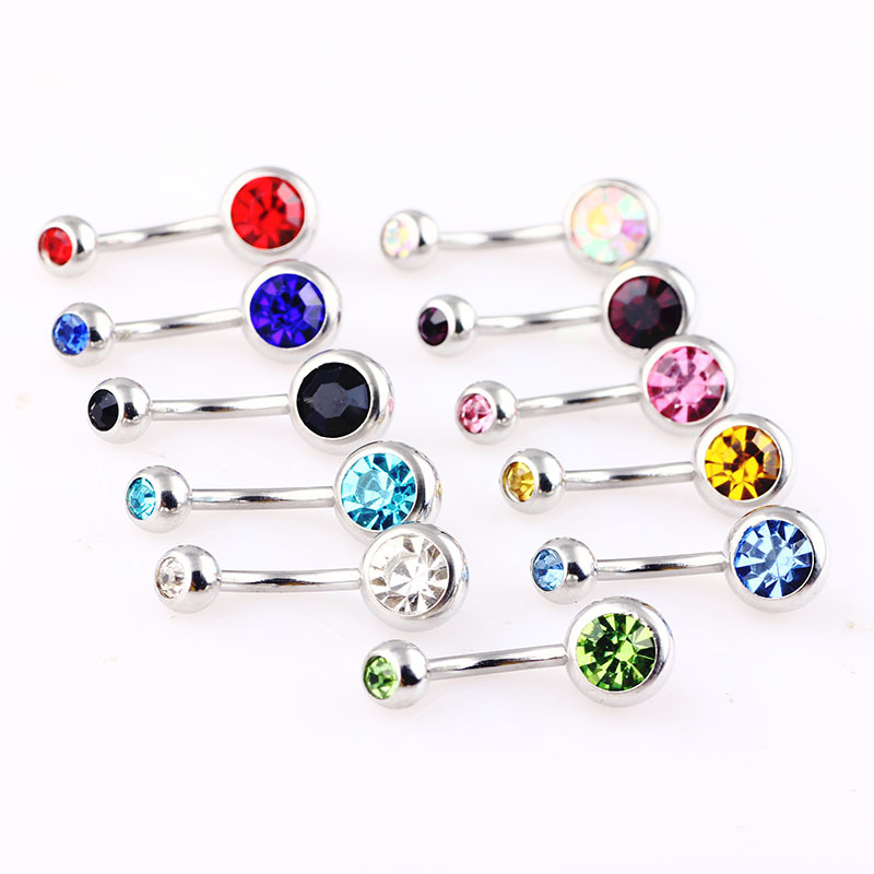 Gold Diamond Belly Button Ring Stainless Steel Navel Jewelry Dangle Stud Ear Bone Earrings Wholesale - Image 4