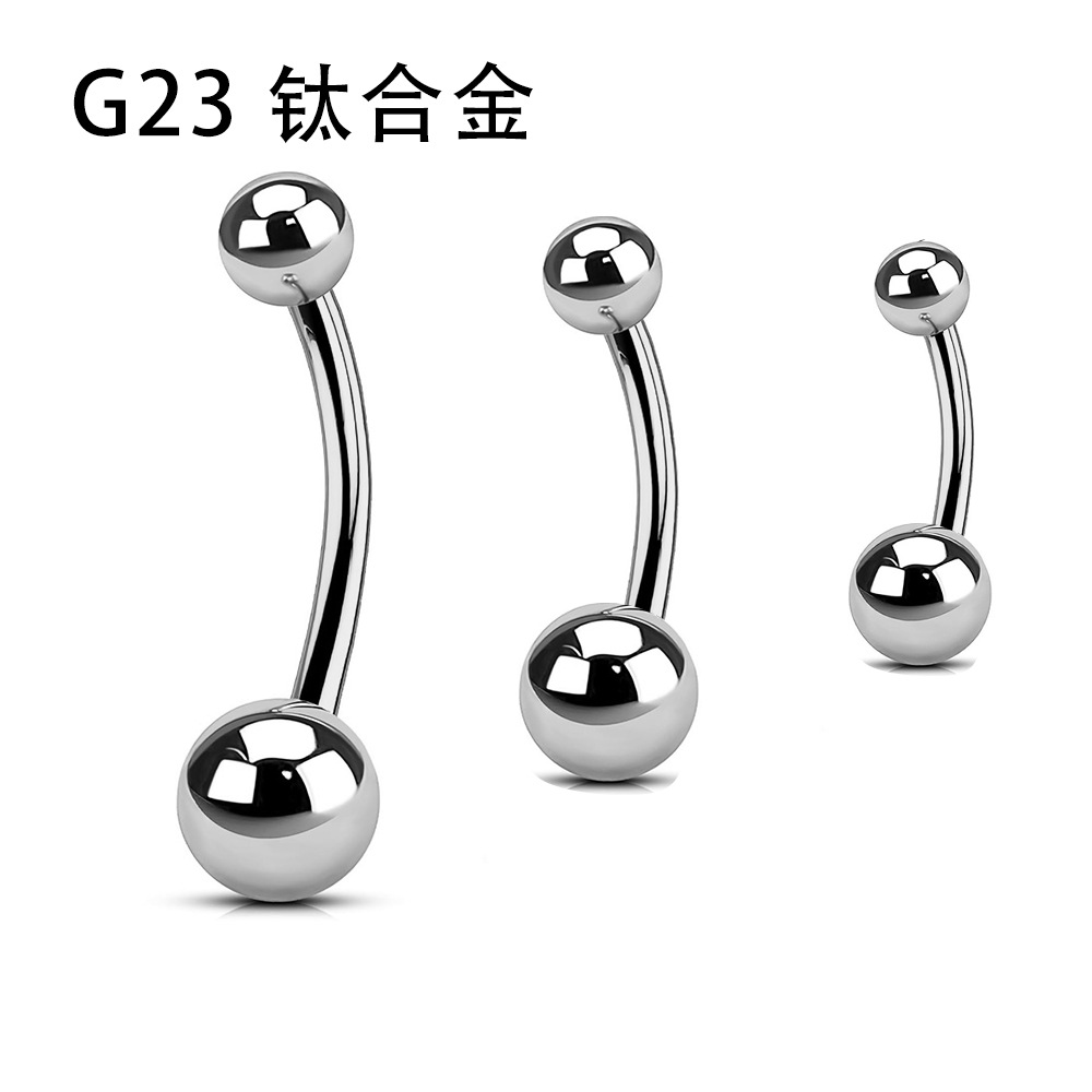 G23 Titanium Alloy External Thread 14g Curved Rod Navel Ring F136 Double-Sided Light Ball Piercing Jewelry - Image 5