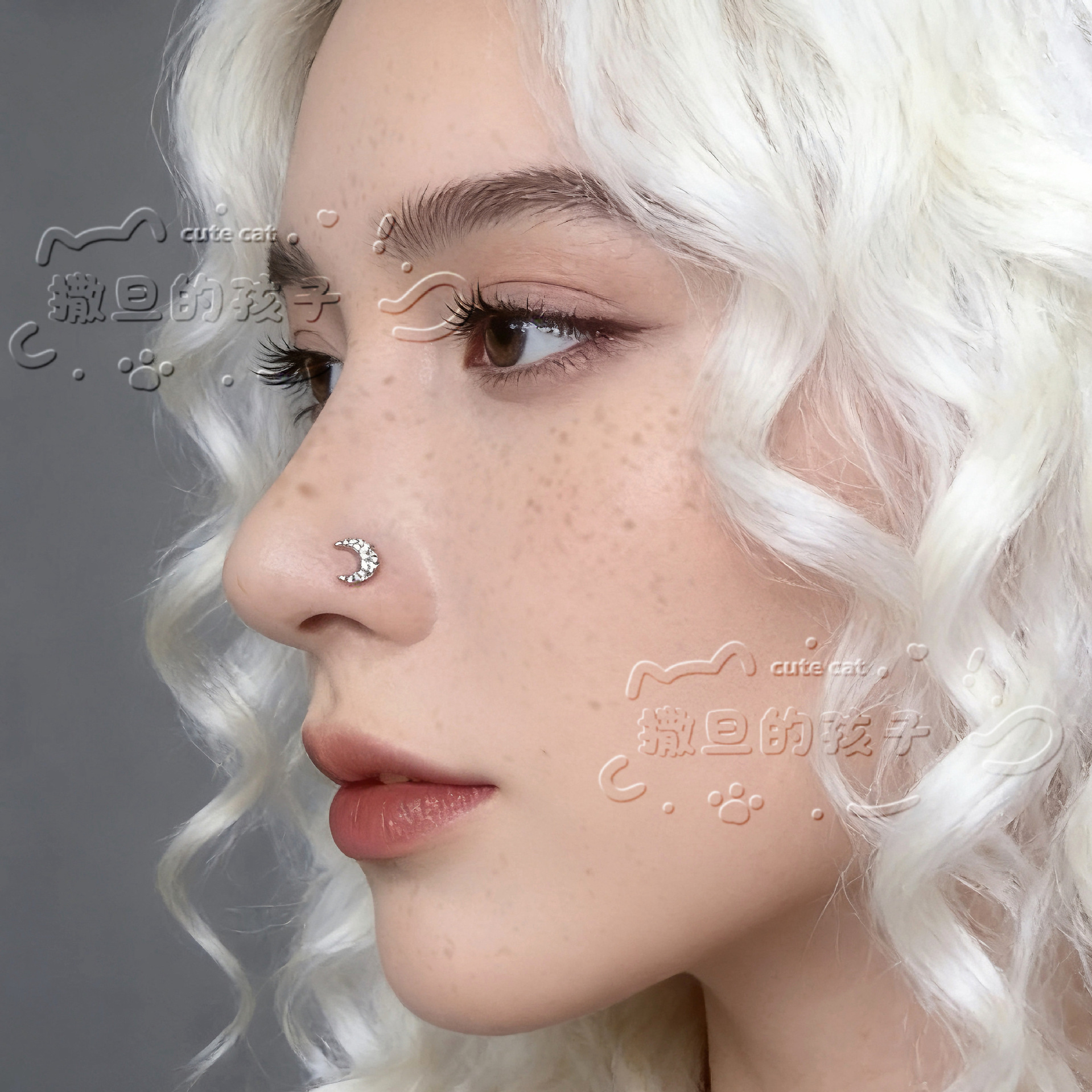 Satan's Child Quiet Luxury Aesthetics Nose Piercing Sparkling Diamond Nose Ring 316L Surgical Steel - Image 3