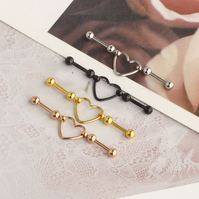 Stainless Steel Love Earrings Round Balls Love Ear Cartilage Studs Ear Piercing Jewelry - Image 3