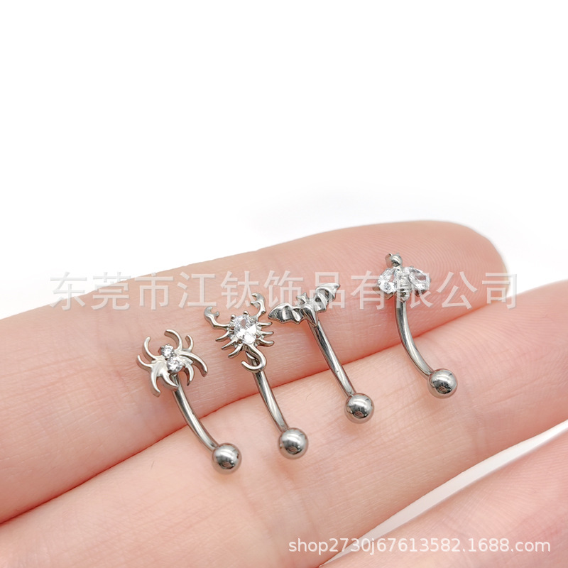 G23 Titanium Rook Piercing Jewelry Animal Moon Star Eyebrow Nail ASTM F136 Titanium Alloy Body Piercing - Image 4