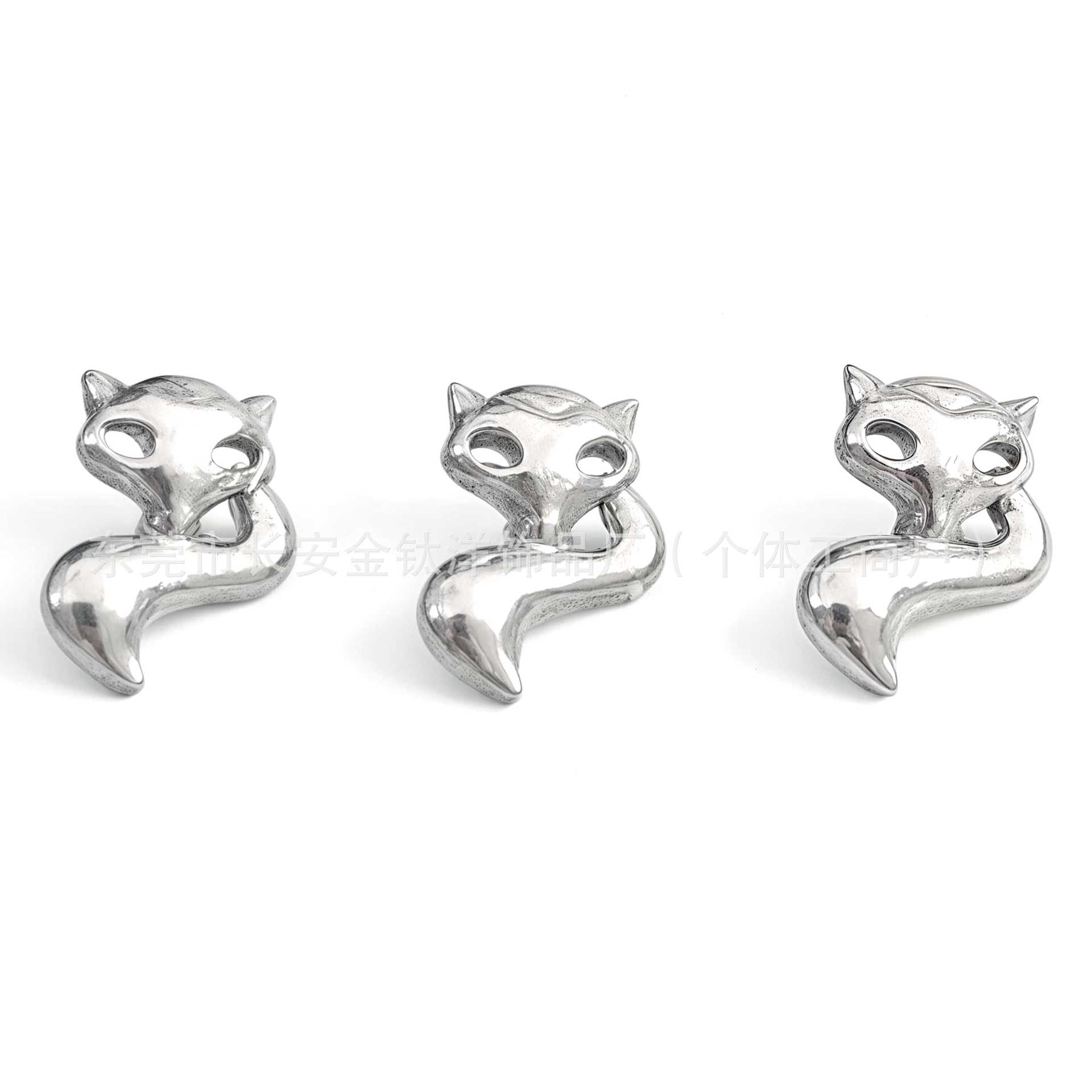F136 Titanium Cut Out Fox Earrings Nose Studs Ear Bone Studs Cochlear Studs G23 Titanium Alloy Body Piercing Jewelry - Image 2
