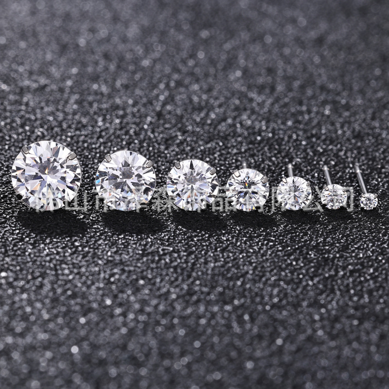 F136 Titanium Alloy Ear Studs Straight Pin 5A Zircon Ear Bone Studs G23 Titanium Body Piercing Jewelry Wholesale - Image 2