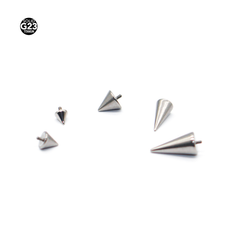 F136 Titanium Pointed Cone Lip Labret Stud Threaded Eyebrow Nail Devil Nail G23 Titanium Alloy Externally Threaded Body Piercing Jewelry - Image 3