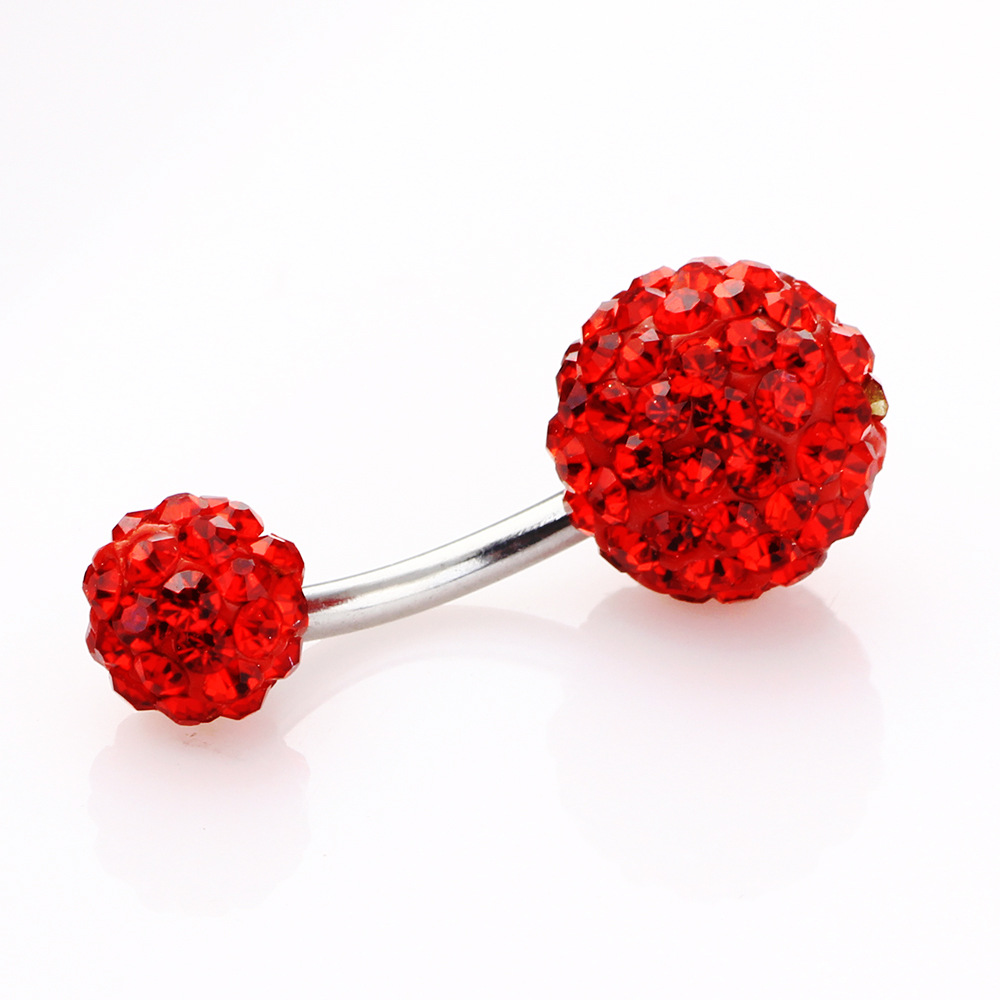 European-American Diamond Navel Nail Crystal Ball Belly Ring 5-8mm Stainless Steel Body Jewelry - Image 4