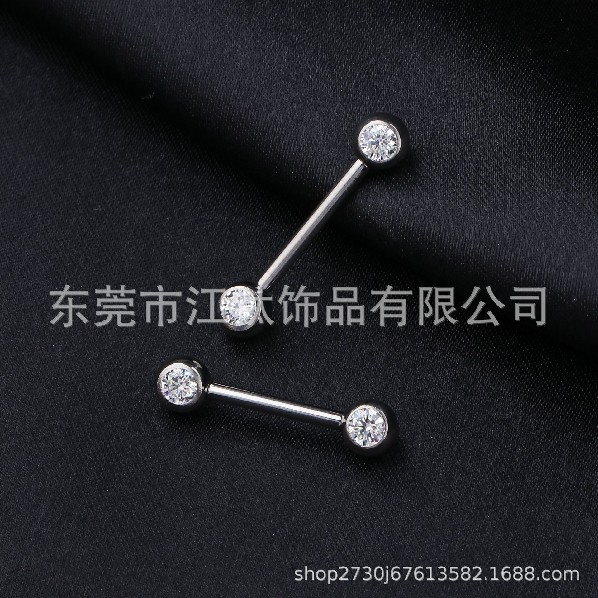 JT958 G23 Titanium Nipple Ring with Diamond Ball, Zircon Inlaid, Cross-Border Hot-Selling Body Piercing Jewelry - Image 3