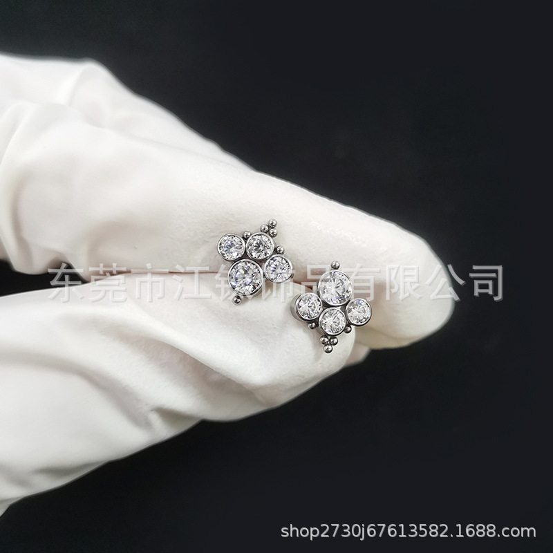 G23 Titanium Lip Piercing Stud with 5A Zircon, 1.2mm x 12mm Labret Lip Nail Earring - Image 3