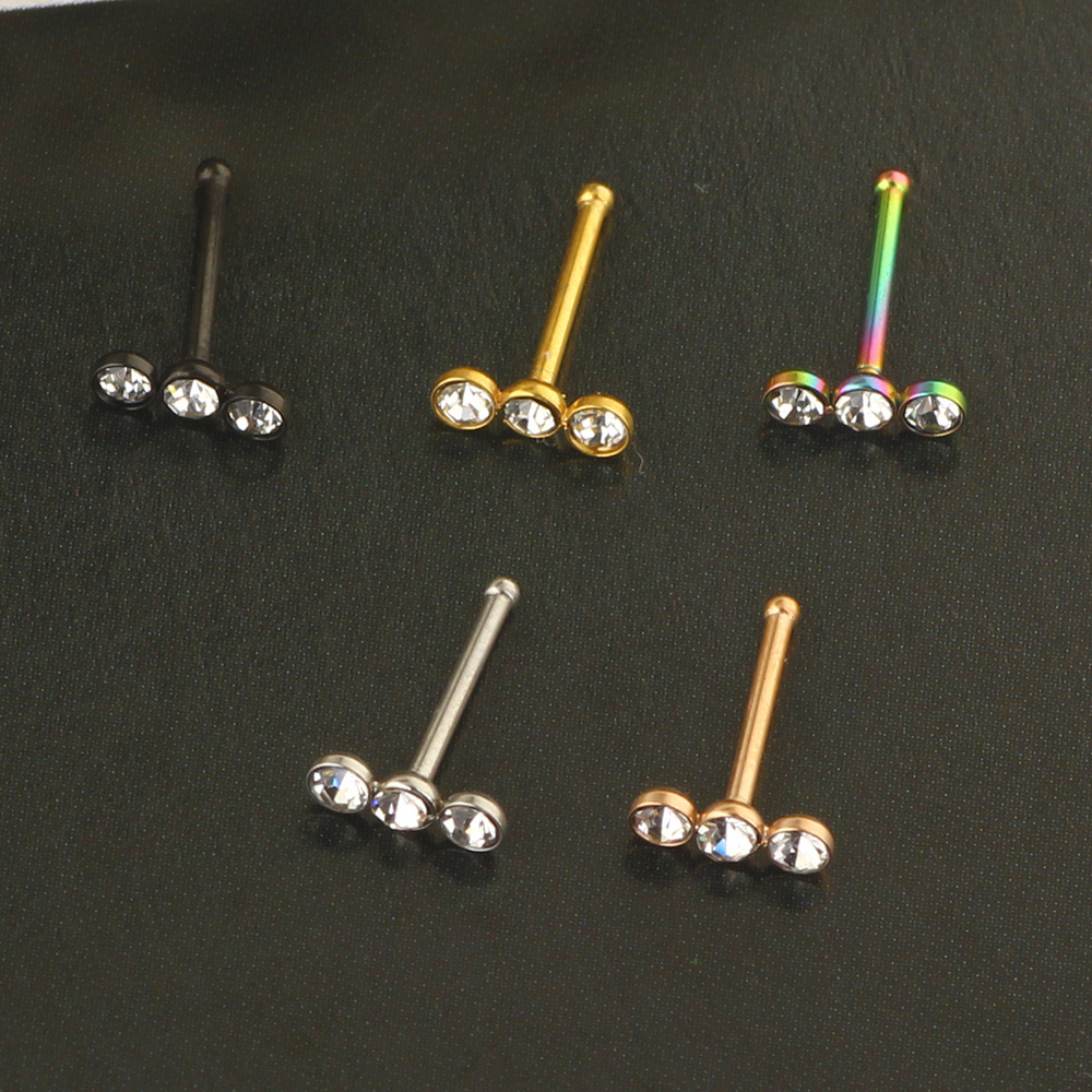 Cross-border 316L Surgical Steel Nose Ring Zircon Nose Nail Earrings Nose Nail Wholesale - Image 2
