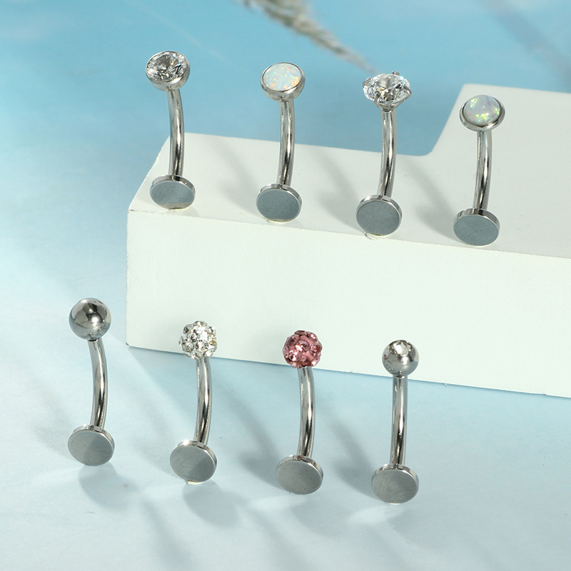 Stainless Steel Curved Barbell Navel Ring Multi-Diamond Belly Button Piercing Jewelry Fashion Silver 2025 Summer - Image 3