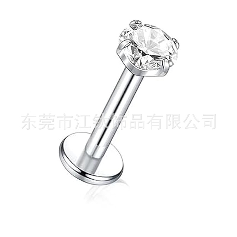 Titanium Long Teeth Ear Stud Three Claw with 5A Zircon G23 Titanium Alloy Body Piercing Jewelry Ear Bone Nail - Image 5