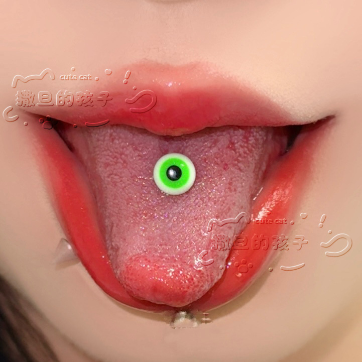 Satan's Child Eye of Horus Tongue Barbell 316L Surgical Steel Blue Tongue Ring Piercing Jewelry - Image 2