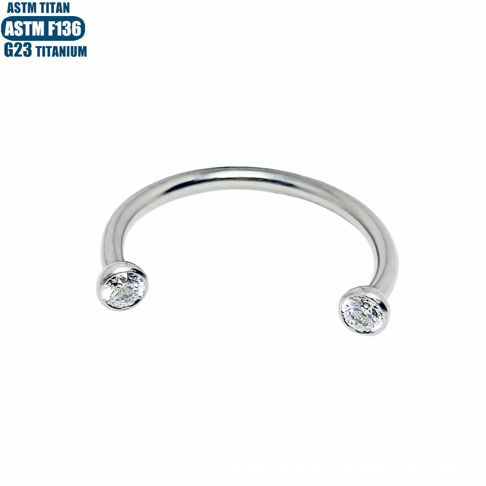 F136 Titanium Alloy Horseshoe Nose Ring C-Shaped Inner Spiral Body Piercing Jewelry 16G Zircon Lip Ring Earring - Image 4