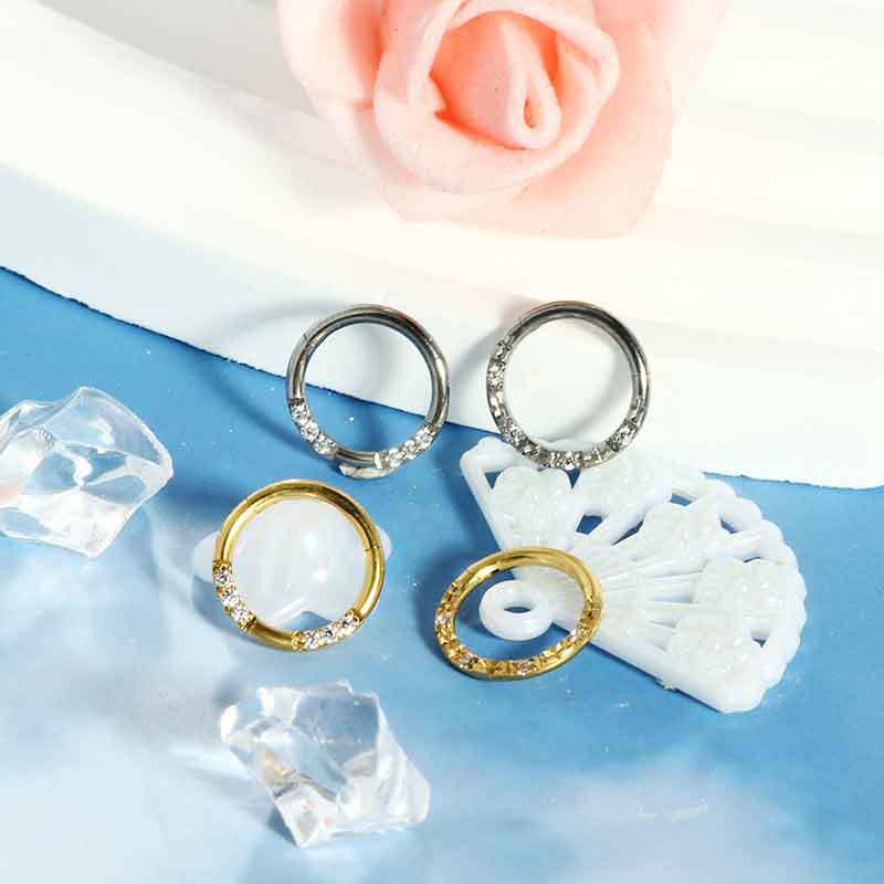 G23 Titanium Nose Ring with Zircon Closure Ring for Men Women Nose Piercing Jewelry - Image 4