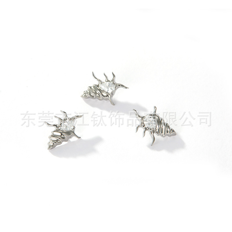 G23 Titanium Conch Ear Stud Inlaid Zircon Cross Cartilage Piercing Jewelry JT735 - Image 2