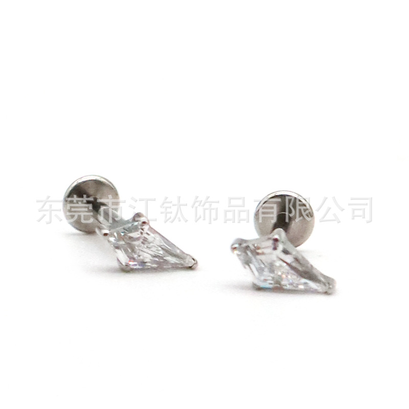 G23 Titanium Inlaid Kite Zircon Stud Earrings Cartilage Piercing Jewelry Lip Nail Bone Ear - Image 5