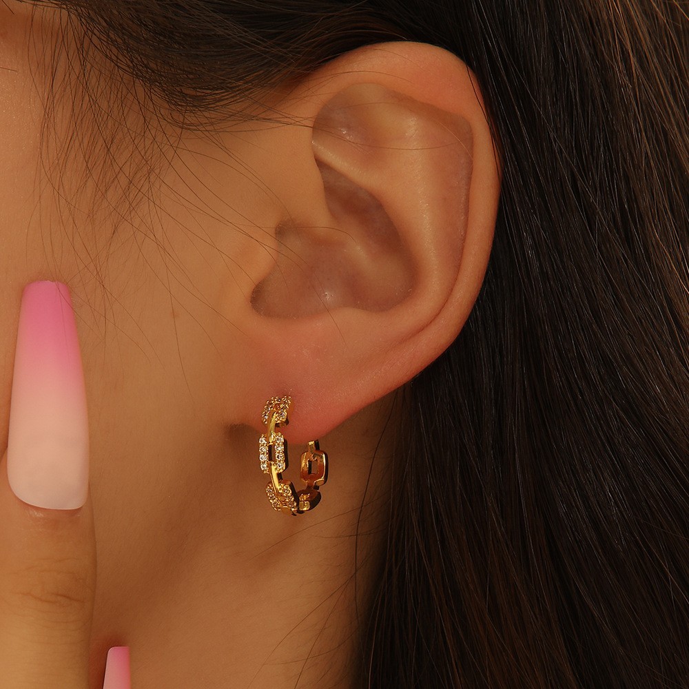 South Korea Fashion Simple Gold Geometric CZ Earrings for Women Light Luxury INS Style Temperament Ear Jewelry Wholesale - Image 4