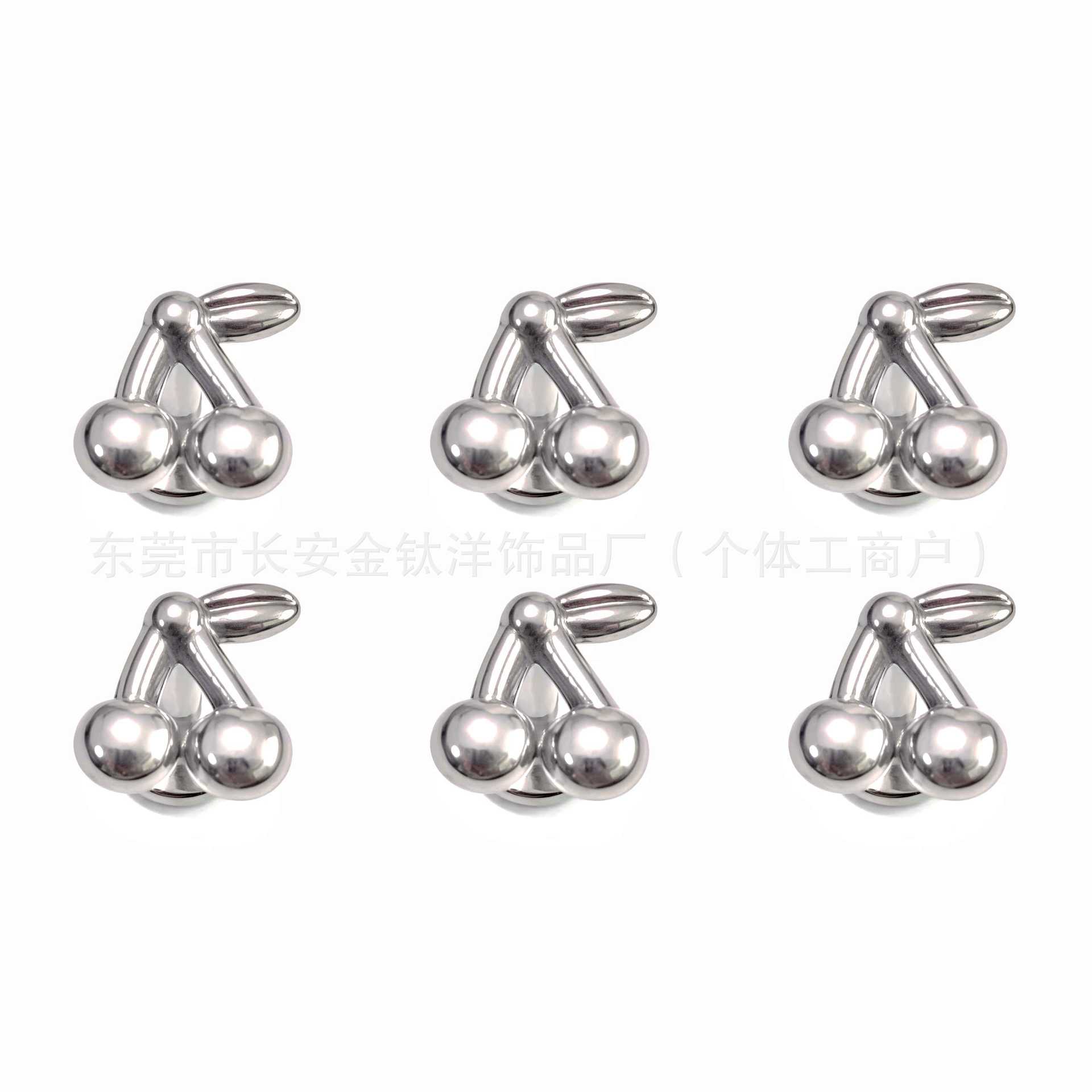 F136 Titanium Inner Tooth Cute Cherry Earring Nose Nail Ear Bone Nail Cochlear Nail G23 Titanium Alloy Body Piercing Jewelry - Image 5