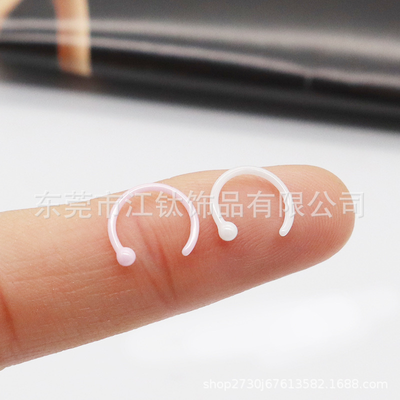 Biological Ceramic Horseshoe Nose Ring 16G 8mm Nail Piercing Jewelry for Women Men - Image 4