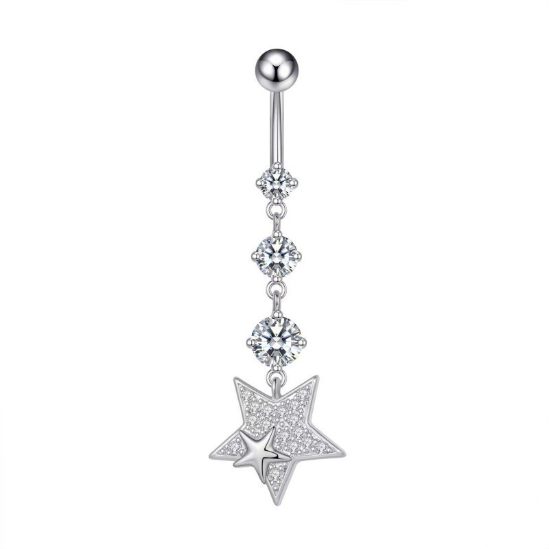 Pentagonal Heart Navel Ring - Stainless Steel Belly Button Jewelry for Women - Image 2