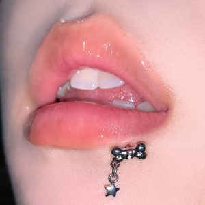 Bone Chain Star Lip Nail Steel Titanium Inner Tooth Internal Thread Straight Nail Ear Nail Lip Decoration Puncture Jewelry Europe and America Wholesale