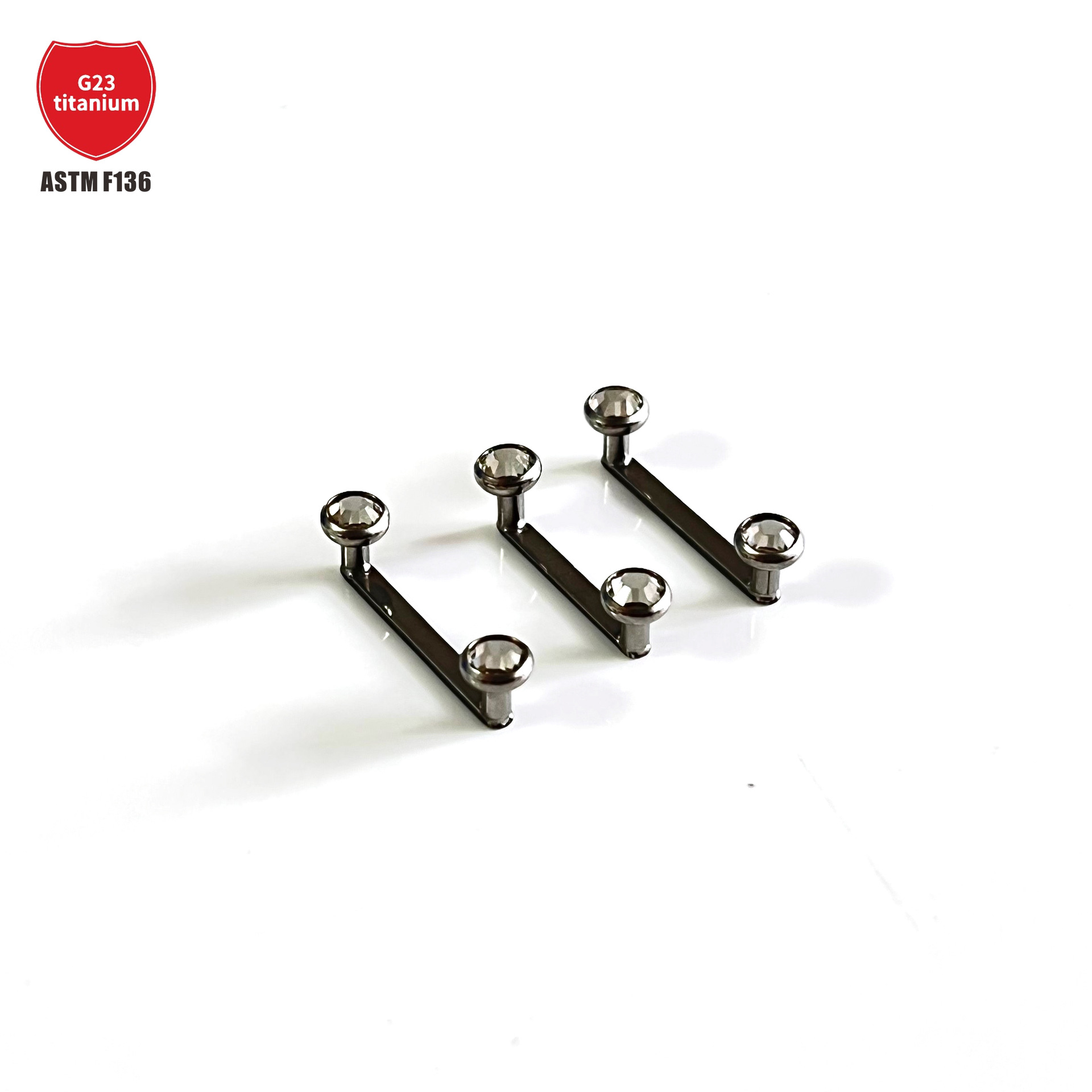 G23 Titanium Buried Nail Lock Bone Nail Inlaid Czech Diamond Titanium Alloy Piercing Jewelry Double-Headed Right Angle Skin Implant Nail - Image 3