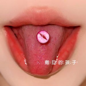 Satan's Child Neon Pupil Mirror Tongue Nail Piercing Barbell 316L Surgical Steel 1.6mm 20mm Tongue Ring